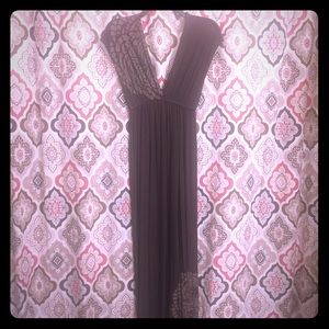 Brown Maxi Dress with Design
